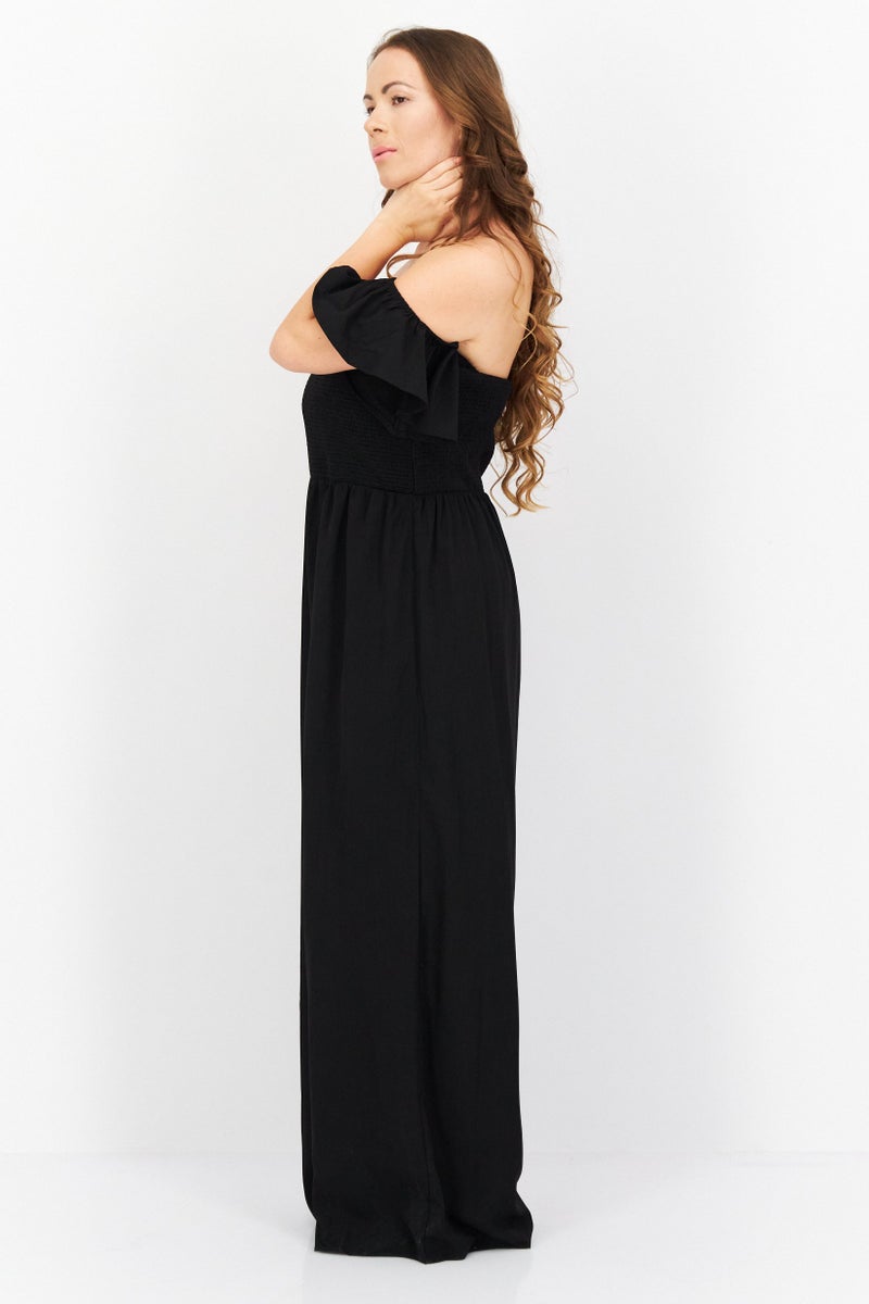 Riley & Rae Women Plain Short Sleeves Jumpsuits, Black - Image 4